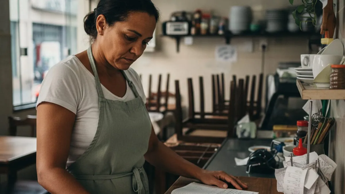 Painel com indicador circular de CMV e barras comparando margens de produtos
